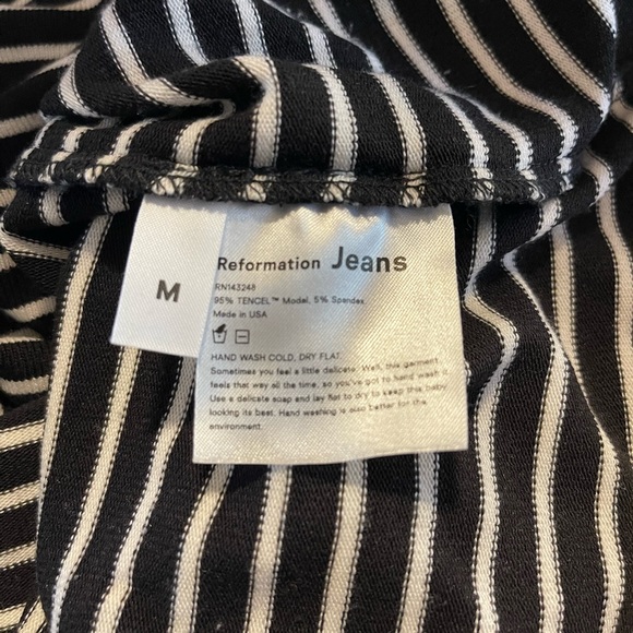 Reformation Jeans Striped Nadine Mock Neck Balloon Sleeve Dress - Picture 7 of 7